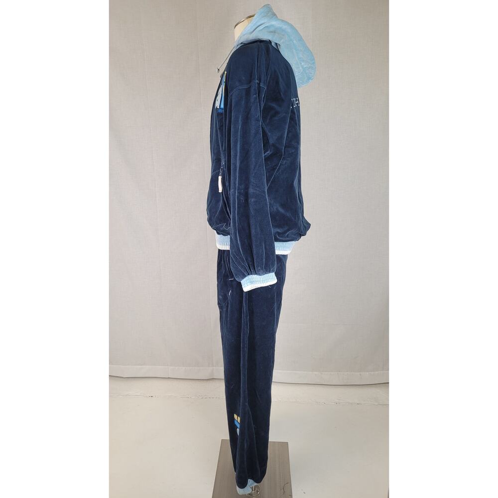 Vintage Platinum Fubu Muhammad Ali Tracksuit Set Navy Blue Velour Men's Sz L - Picture 6 of 15